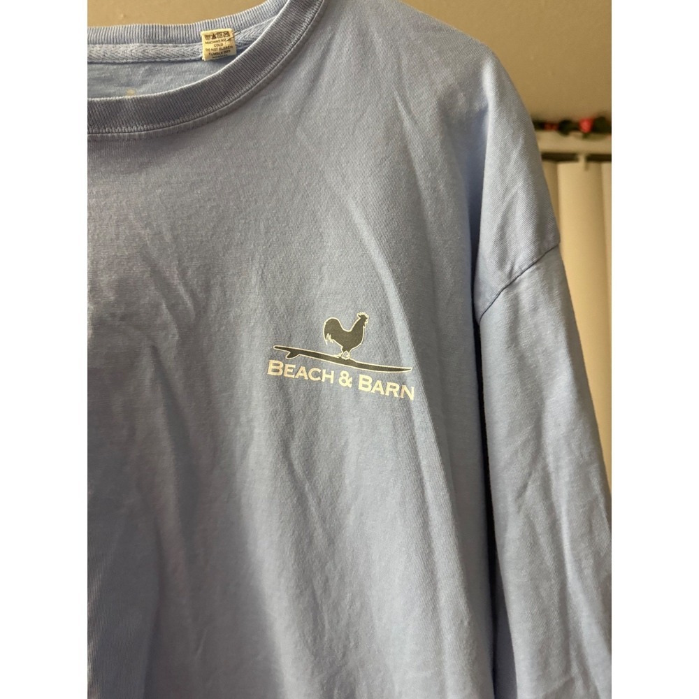 Beach & Barn Long Sleeve Tee Surfing Rooster Light Blue Size XL 100% Cotton - Picture 2 of 6